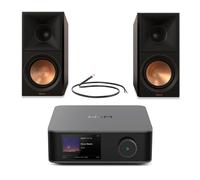 WiiM Amp Ultra Streaming Amplifier Grey with Klipsch RP-600M II Bookshelf Speakers Walnut - HiFi Package