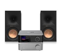 WiiM Vibelink Stereo Amplifier with Ultra Music Streamer Silver and Klipsch R-60M Speakers HiFi Bundle