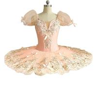WIINXX Girl's Professional Ballet Tutu Dresses Camisole Leotards Pancake Skirts Fluffy Swan Lake Princess competición Dress,Pink,L