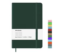 Wiisdatek A5 Notebook with Lined Pages, Hardback Journal Notepad Note Book New Notes Diary Pad for Office School Business Writing 5"×8.25" (Dark Green)