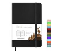 Wiisdatek A5 Notebook with Lined Pages, Hardback Journal Notepad Note Book New Notes Diary Pad for Office School Business Writing 5"×8.25"(Black)