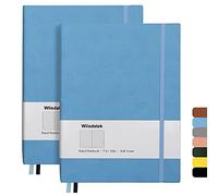 Wiisdatek B5 College Ruled Notebooks - 2 Pack B5 Large Journal Notebooks with 376 Numbered Pages,100gsm Thick Lined Paper,Soft PU Leather Cover,7.6 X 10 inch(Blue)