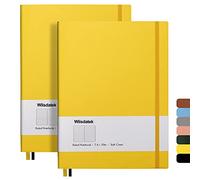 Wiisdatek B5 College Ruled Notebooks - 2 Pack B5 Large Journal Notebooks with 376 Numbered Pages,100gsm Thick Lined Paper,Soft PU Leather Cover,7.6 X 10 inch(Yellow)