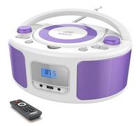 WIITHINK Bluetooth Boombox - Portable CD Player with FM Radio, Wireless Speaker, USB, 3.5mm AUX and Headphone Jack, Clear and Full Sound, CD Players for Home or Outdoor (Purple)