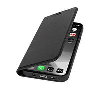 WIIUKA Case for iPhone 13, German Premium Leather, with Card Slot, Extra Thin, Mobile Phone Case with Stand Function, Black