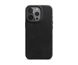 WIIUKA Case for iPhone 15 Pro, Leather from Germany, Leather Extra Thin, Premium Mobile Phone Case, Qi, Vintage Black