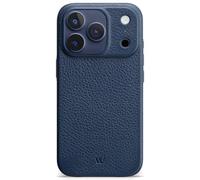 WIIUKA Case for iPhone 17 Pro, Leather from Germany, Leather Extra Thin, Premium Mobile Phone Case, Qi, Skiin, Blue Midnight Blue