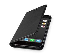 WIIUKA Travel 2.0 Genuine Leather Flip Case for Apple iPhone SE (2020)/8/7 with Card Slot, Black