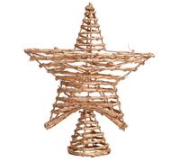 WIIYENA Christmas Tree Top Star 27cm Hollow Rattan and Wrought Iron Five-Pointed Ornament with Spiral Base for Holiday Home Decoration