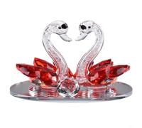 WIIYENA for Crystal Swan Ornament Figurine Statue Home Decoration Crafts 15 * 10 * 8cm for Living Room Bedroom Office Car Desktop Display(red)