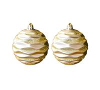 WIIYENA Large 8CM Christmas Ball Ornaments Set for Tree Decorations, Metallic Plastic Hanging Baubles for Festive Home, Office and Holiday Party Décor, 2PCS Each