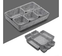 WIIYENA Multi-Functional Felt Storage Box Set 8 Pieces Desk Drawer Organizer System for Cosmetics Office Supplies Home Organization in Dark Grey Blue Shallow Grey Pink(Shallow gray)