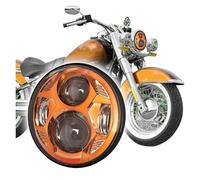 WIJHJET For Sportster For Dyna XL 883C 1200C For FXD For FX 5.75Inch LED Headlight Motorcycle Hi/Lo Beam Headlights Headlamp Front Headlight(Orange)