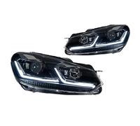 WIJHJET Front Headlight Car Styling Headlight For VW For Golf 6 2009-2012 DRL Signal Lamp Hid Bi Xenon Auto Accessories(Left,Black)