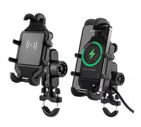 WIJHJET Navigation Bracket Motorcycle Wireless Charging Phone Holder Cradle 3.0 Quick Charger GPS Moto Support Cellphone Handlebar Mount For 4-7 Inch Phone(Uncharged - mirror)