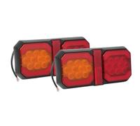 WIJHJET Rear Outer Brake Stop Lamp 12V 24V Square LED Tail Light Comber Red Amber Turn Signal Rear Taillights Brake Lamp For Truck Trailer Van Bus 4x4 Pickup RV