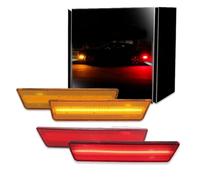 WIJHJET Side Indicator Car Front Rear Side Marker Lamps Amber Red LED Lights For Dodge For Challenger,For Dodge For Charger 2008-2014 Turn Signal Light Turn Signal Lamp(4xFront Rearr)