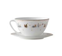 Wik & Walsøe Julemorgen Story teacup with saucer White-multi