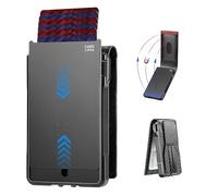 Wikabex Wallet for Men, Ultra Slim Credit Card Holder 10-12 Cards, RFID Blocking with Money Clip & ID Window, Compact Front Pocket Minimalist Bifold Wallet, Metal Aluminum Card Case, Gift for Men