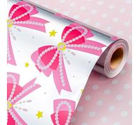 Wikadlik Bow Wrapping Paper, 43cm x 10m Cute Pink Polka Dots Pattern Gift Wrap Paper for Birthday, Wedding, Mothers Day, Christmas