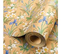 Wikadlik Flower Kraft Wrapping Paper, 43cm x 10m White Blue Watercolor Bloom Gift Wrap Paper for Birthday, Baby Shower, Mother's Day, Wedding, Valentine's Day