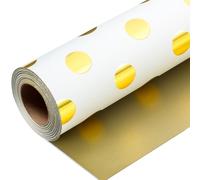 Wikadlik Gold Dots Wrapping Paper Roll - 43cm x 10m White Gift Wrap Paper for Birthday, Valentines Day, Mothers Day, Fathers Day, Wedding, Graduation, Christmas