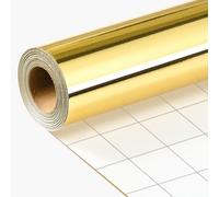 Wikadlik Gold Wrapping Paper - Metallic Gold Solid Color with Cutting Lines Gift Wrap Paper for Birthday, Anniversary, Christmas, Baby Shower - 43cm x 10m Mini Roll
