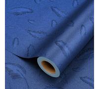 Wikadlik Navy Blue Wrapping Paper Roll - 43cm x 10m Elegant Feather Pattern Gift Wrap Paper for Men Birthday, Fathers Day, Christmas