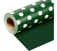 Wikadlik White Dots Wrapping Paper Roll - 43cm x 10m Green Gift Wrap Paper for Birthday, Valentines Day, Mothers Day, Fathers Day, Wedding, Graduation, Christmas