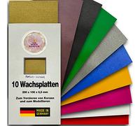 WikaKerzen Wax Sheets for Designing and Decorating Candles DIY Set for Christening and Communion Candles for DIY and Crafts, Self-Adhesive without Glue (Pack of 10, Assortment, Colours Assortment)