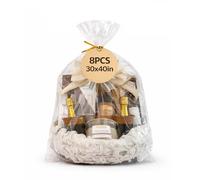 WIKDAY Cellophane Wrap for Gift Baskets 30x40 Inches 8 PCS Large Clear Gift Wrapping Plastic Bags with Ties for Gift Giving, Packaging Products