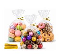 WIKDAY Clear Cellophane Gift Bags with Ties, 5x7 in, 200 Pack