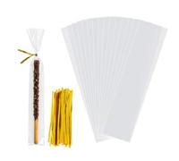 WIKDAY Clear Pretzel Bags with Twist Ties, 2x10 in, 200 Pack