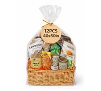 WIKDAY Large Cellophane Bags for Gift Baskets Wrapping 40x50 Inches 12 PCS Clear Plastic Gift Bags with Ties for Gift Giving, Packaging Products