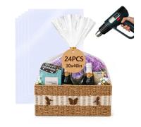 WIKDAY Shrink Wrap Cellophane Bags for Gift Baskets 24 PCS 30x40 Inches Large Clear Plastic Bags Wrapping Plastic Clear Jumbo Basket Wrap Bags