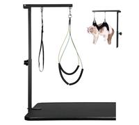 Wikdey Adjustable 33" Dog & Cat Grooming Arm with Pet Grooming Hammock, No Sit Haunch Holders for Small Pets, Secure Loop Noose - Grooming Table Accessories