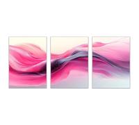 WIKEO 3 Piece Abstract Boho Wall Art Prints Color texture fluid Minimalistic Room Decor Poster & Pictures, for Living Room,Bedroom, Kitchen, Bathroom Deco(pink)-60x80cmx3 Unframed