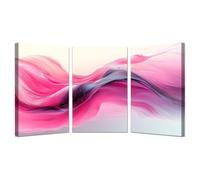 WIKEO 3 Piece Abstract Boho Wall Art Prints Color texture fluid Minimalistic Room Decor Poster & Pictures, for Living Room,Bedroom, Kitchen, Bathroom Deco(pink)-30x40cmx3 Framed