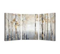 WIKEO 3 Piece Abstract Wall Art Mountain Forest Sunset Beige Neutral Canvas Print, Boho Minimalist Wall Art for Gifts Bathroom Living Room Home Office Decor(Beige)-50x70cmx3 Framed