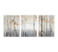 WIKEO 3 Piece Abstract Wall Art Mountain Forest Sunset Beige Neutral Canvas Print, Boho Minimalist Wall Art for Gifts Bathroom Living Room Home Office Decor(Beige)-40x60cmx3 Unframed