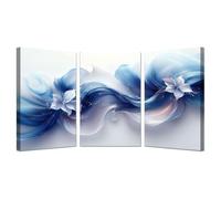 WIKEO 3 Piece Large Canvas Wall Art Abstract Abstract fluid flowers Minimalistic Room Decor Poster & Pictures, for Living Room,Bedroom, Kitchen, Bathroom Deco(white)-60x80cmx3 Framed