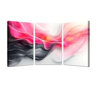 WIKEO 3 Piece Large Canvas Wall Art Abstract Color ink texture fluid Canvas Print Picture for Living Room, Bedroom Restaurant, Home Office Wall Decoration(purple)-50x70cmx3 Framed