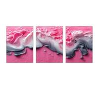 WIKEO 3 Piece Large Canvas Wall Art Abstract pink ink fluid Minimalistic Room Decor Poster & Pictures, for Living Room,Bedroom, Kitchen, Bathroom Deco(purple)-40x60cmx3 Unframed