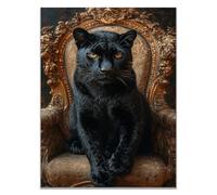 WIKEO Animals Canvas Wall Art The Leopard On The Sofa Picture African Wild Animals Artwork Painting -for Living Room Bedroom Kitchen Home and Office Wall Decor(Black)-50x70cm Unframed