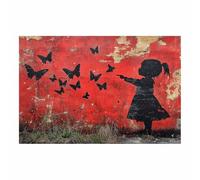 WIKEO Banksy Graffiti Canvas Wall Art Graffiti Girl Animal Poster Living Room Décor,Canvas Prints,Abstract Wall Art,-Street Pop Posters Inspirational Quotes(red)-70x100cm Unframed