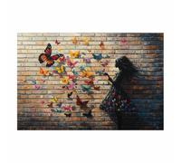 WIKEO Banksy Graffiti Canvas Wall Art Graffiti Girl Animals Mural Living Room Décor,Canvas Prints,Abstract Wall Art,-Street Pop Posters Inspirational Quotes(Yellow)-70x100cm Unframed