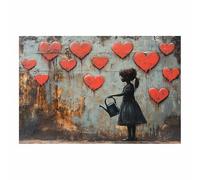 WIKEO Banksy Graffiti Canvas Wall Art Retro Graffiti Girl Living Room Décor,Canvas Prints,Abstract Wall Art,-Street Pop Posters Inspirational Quotes(red)-70x100cm Unframed