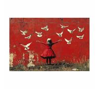 WIKEO Banksy Graffiti Canvas Wall Art Street Girl Animal Artwork Living Room Décor,Canvas Prints,Abstract Wall Art,-Street Pop Posters Inspirational Quotes(white)-70x100cm Unframed