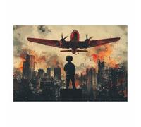 WIKEO Banksy Wall Art Canvas Prints Retro Boy City Painting Pop Art Decor,Funny Watercolour Style Prints, Graffiti Artwork for Living Room Bedroom Decor(red)-50x70cm Unframed