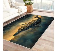 WIKEO Beach 3D Gamer Bedroom Rug Abstract Ocean Dolphin Modern Living Room - Bedroom Rugs Non-slip Graffiti Decoration -Soft Flannel Area Rugs For Teenage Child Boy(Yellow 38)-180x240cm